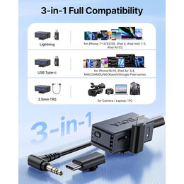 Boyalink 3 - Type-c, Lightning & 3,5mm ai-Powered Button Wireless Microphone 2 tx + 1 rx + Cha. Case