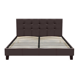 Κρεβάτι Sissy Megapap από Τεχνόδερμα Χρώμα Καφέ 160x200εκ.