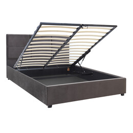 Κρεβάτι Kingston Megapap Βελούδινο με Αποθηκευτικό Χώρο Χρώμα Ανθρακί - Καφέ 160x200εκ.