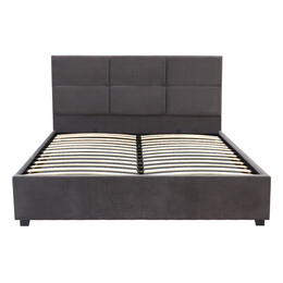 Κρεβάτι Kingston Megapap Βελούδινο με Αποθηκευτικό Χώρο Χρώμα Ανθρακί - Καφέ 160x200εκ.
