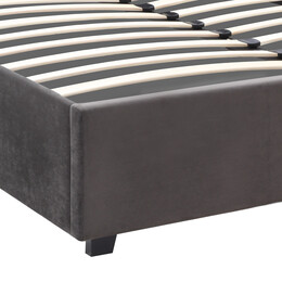 Κρεβάτι Kingston Megapap Βελούδινο με Αποθηκευτικό Χώρο Χρώμα Ανθρακί - Καφέ 160x200εκ.