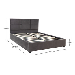 Κρεβάτι Kingston Megapap Βελούδινο με Αποθηκευτικό Χώρο Χρώμα Ανθρακί - Καφέ 160x200εκ.
