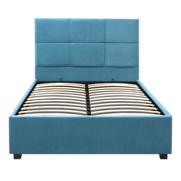 Κρεβάτι Kingston Megapap Βελούδινο με Αποθηκευτικό Χώρο Χρώμα Γαλάζιο 120x200εκ.