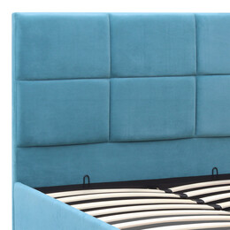 Κρεβάτι Kingston Megapap Βελούδινο με Αποθηκευτικό Χώρο Χρώμα Γαλάζιο 120x200εκ.