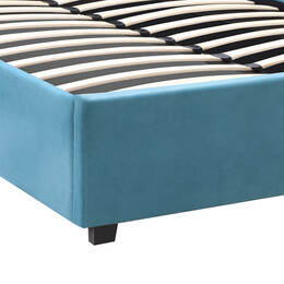 Κρεβάτι Kingston Megapap Βελούδινο με Αποθηκευτικό Χώρο Χρώμα Γαλάζιο 120x200εκ.