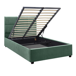 Κρεβάτι Kingston Megapap Βελούδινο με Αποθηκευτικό Χώρο Χρώμα Κυπαρρισί 120x200εκ.
