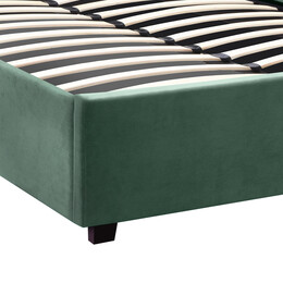 Κρεβάτι Kingston Megapap Βελούδινο με Αποθηκευτικό Χώρο Χρώμα Κυπαρρισί 120x200εκ.