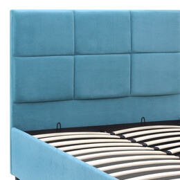 Κρεβάτι Kingston Megapap Βελούδινο με Αποθηκευτικό Χώρο Χρώμα Γαλάζιο 100x200εκ.