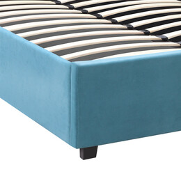 Κρεβάτι Kingston Megapap Βελούδινο με Αποθηκευτικό Χώρο Χρώμα Γαλάζιο 100x200εκ.