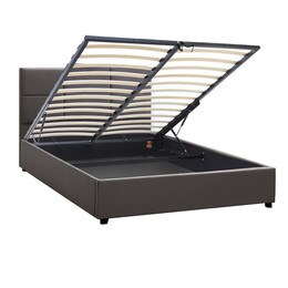 Κρεβάτι Kingston Megapap Βελούδινο με Αποθηκευτικό Χώρο Χρώμα Ανθρακί - Καφέ 150x200εκ.