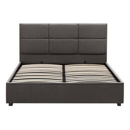 Κρεβάτι Kingston Megapap Βελούδινο με Αποθηκευτικό Χώρο Χρώμα Ανθρακί - Καφέ 150x200εκ.