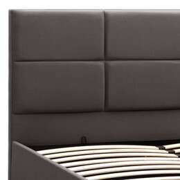 Κρεβάτι Kingston Megapap Βελούδινο με Αποθηκευτικό Χώρο Χρώμα Ανθρακί - Καφέ 150x200εκ.