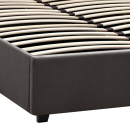 Κρεβάτι Kingston Megapap Βελούδινο με Αποθηκευτικό Χώρο Χρώμα Ανθρακί - Καφέ 150x200εκ.