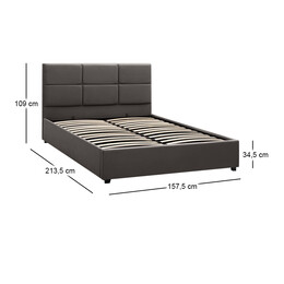 Κρεβάτι Kingston Megapap Βελούδινο με Αποθηκευτικό Χώρο Χρώμα Ανθρακί - Καφέ 150x200εκ.