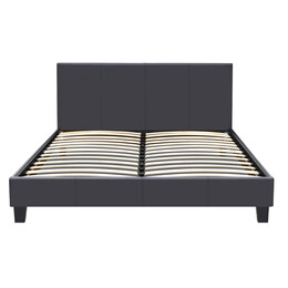 Κρεβάτι Flat Megapap από Τεχνόδερμα Χρώμα Μαύρο ματ 160x200εκ.