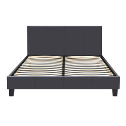 Κρεβάτι Flat Megapap από Τεχνόδερμα Χρώμα Μαύρο ματ 150x200εκ.