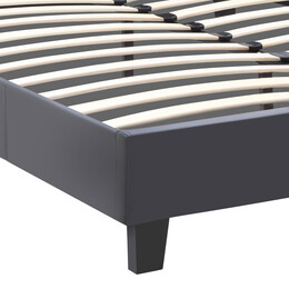 Κρεβάτι Flat Megapap από Τεχνόδερμα Χρώμα Μαύρο ματ 150x200εκ.