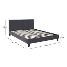 Κρεβάτι Flat Megapap από Τεχνόδερμα Χρώμα Μαύρο ματ 150x200εκ.