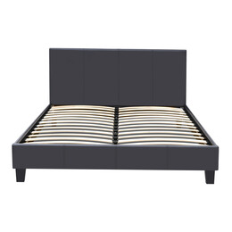 Κρεβάτι Flat Megapap από Τεχνόδερμα Χρώμα Μαύρο ματ 140x190εκ.