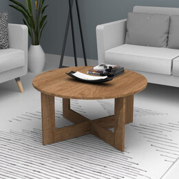 Τραπεζάκι Σαλονιού Kati Megapap Χρώμα Καρυδί Ø80x42εκ.