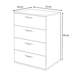 Συρταριέρα Velika Megapap Χρώμα Λευκό 73x44x96εκ.