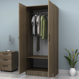 Ντουλάπα Ρούχων Vivian Megapap Δίφυλλη Χρώμα Καρυδί 80x51,8x181εκ.