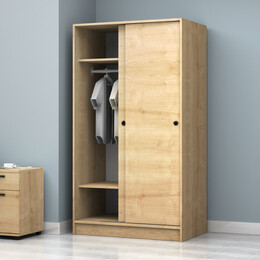 Ντουλάπα Ρούχων Regio Megapap Δίφυλλη Συρόμενη Χρώμα Φυσικό Οξιάς 100x60x181εκ.