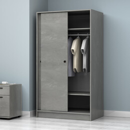 Ντουλάπα Ρούχων Regio Megapap Δίφυλλη Συρόμενη Χρώμα Γκρι Σκυροδέματος 100x60x181εκ.
