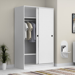 Ντουλάπα Ρούχων Regio Megapap Δίφυλλη Συρόμενη Χρώμα Λευκό 120x60x200εκ.