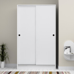 Ντουλάπα Ρούχων Regio Megapap Δίφυλλη Συρόμενη Χρώμα Λευκό 120x60x200εκ.