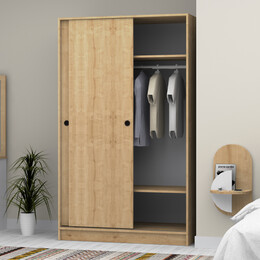 Ντουλάπα Ρούχων Regio Megapap Δίφυλλη Συρόμενη Χρώμα Φυσικό Οξιάς 120x60x200εκ.