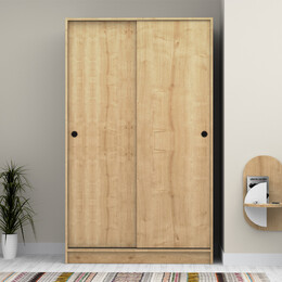 Ντουλάπα Ρούχων Regio Megapap Δίφυλλη Συρόμενη Χρώμα Φυσικό Οξιάς 120x60x200εκ.