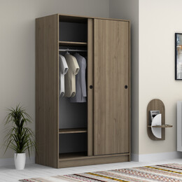 Ντουλάπα Ρούχων Regio Megapap Δίφυλλη Συρόμενη Χρώμα Γκρι Σκυροδέματος 120x60x200εκ.