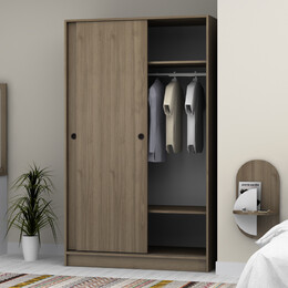 Ντουλάπα Ρούχων Regio Megapap Δίφυλλη Συρόμενη Χρώμα Γκρι Σκυροδέματος 120x60x200εκ.