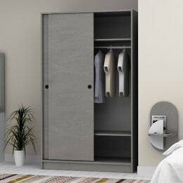 Ντουλάπα Ρούχων Regio Megapap Δίφυλλη Συρόμενη Χρώμα Καρυδί 120x60x200εκ.