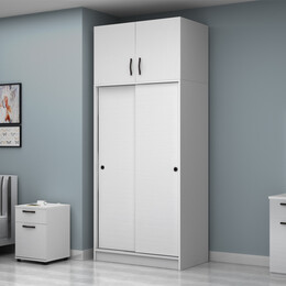 Ντουλάπα Ρούχων Regio Megapap Δίφυλλη Συρόμενη με Πατάρι Χρώμα Λευκό 100x60x240εκ.