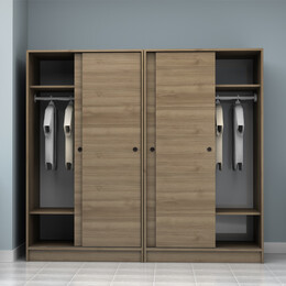 Ντουλάπα Ρούχων Regio Megapap Τετράφυλλη Συρόμενη Χρώμα Καρυδί 200x60x181εκ.