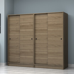 Ντουλάπα Ρούχων Regio Megapap Τετράφυλλη Συρόμενη Χρώμα Καρυδί 200x60x181εκ.