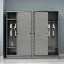 Ντουλάπα Ρούχων Regio Megapap Τετράφυλλη Συρόμενη Χρώμα Γκρι Σκυροδέματος 200x60x181εκ.