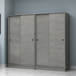 Ντουλάπα Ρούχων Regio Megapap Τετράφυλλη Συρόμενη Χρώμα Γκρι Σκυροδέματος 200x60x181εκ.