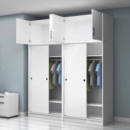 Ντουλάπα Ρούχων Regio Megapap Τετράφυλλη Συρόμενη με Πατάρι Χρώμα Λευκό 200x60x240εκ.