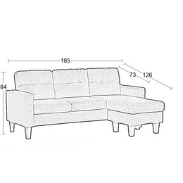 LIANA S DARK GREY ΥΦΑΣΜΑ ΓΩΝΙΑ 185Χ126X84εκ.