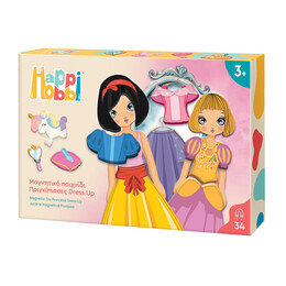 HappiHobbi Πριγκίπισσες Dress Up 34 Εκπαιδευτικοί Χάρτινοι Μαγνήτες Για 3+ Χρονών