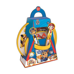 Stor: paw Patrol boy Rescue Pups 5 pcs -Non Slip Bicolor Premium set (Plate Bowl Tumbler 260 ml & Cutlery) (81681)