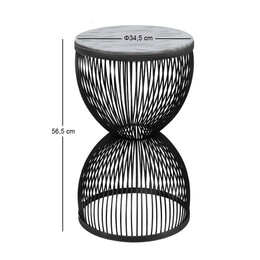 Τραπεζάκι Βοηθητικό Stella Megapap Μεταλλικό - mdf Χρώμα Μαύρο - Λευκό εφέ Μαρμάρου Ø34,5x56,5εκ.