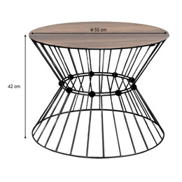Τραπεζάκι Σαλονιού Girene Megapap Μεταλλικό - mdf Χρώμα Μαύρο - Καρυδί Ø55x42εκ.