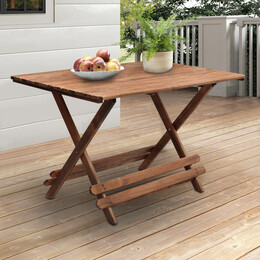 Τραπέζι Πτυσσόμενο Queen Megapap από Ξύλο Οξιάς σε Χρώμα Καρυδί Εμποτισμού 120x80x75εκ.