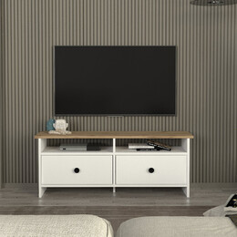 Έπιπλο Τηλεόρασης Gradias Megapap Χρώμα Λευκό - Sapphire oak 120x29,6x46,8εκ.