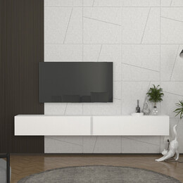 Έπιπλο Τηλεόρασης Επιτοίχιο Espanse Megapap Χρώμα Λευκό 241,8x31,7x30εκ.