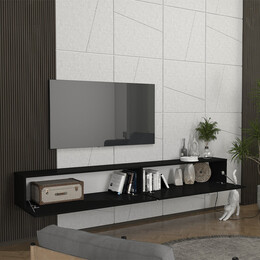 Έπιπλο Τηλεόρασης Επιτοίχιο Espanse Megapap Χρώμα Μαύρο 241,8x31,7x30εκ.